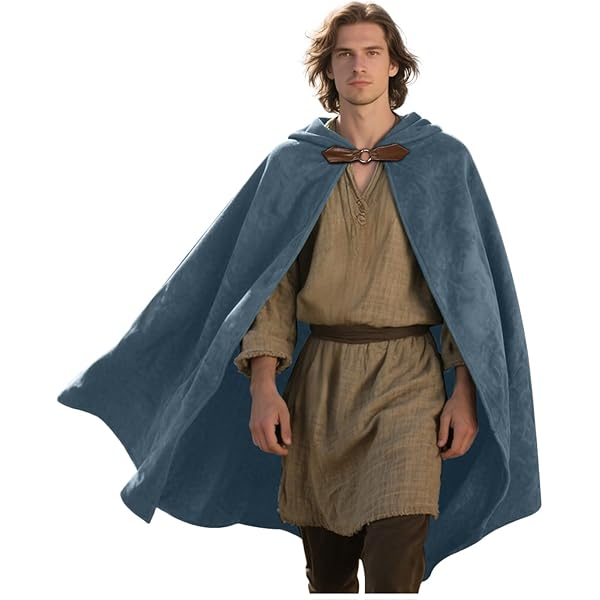 RongXuan Halloweenkostuum, renaissance, cape met capuchon, kostuum, fluwelen mantel voor mannen en vrouwen, Victoriaans, steampunk, middeleeuwse cosplay cape (blauw, 100 cm RongXuan Halloweenkostuum, renaissance, cape met capuchon, kostuum, fluwelen mantel voor mannen en vrouwen, Victoriaans, steampunk, middeleeuwse cosplay cape (blauw, 100 cm