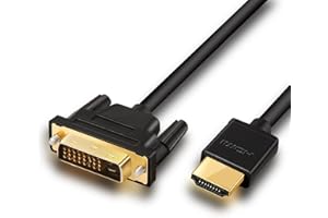ANNNWZZD DVI vers HDMI, HDMI DVI Bidirectionnel Cable DVI vers HDMI pour TV, PC, Monitor, Projecteur 1.5M