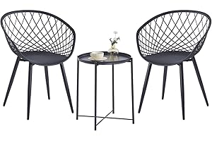 GOKHOMX - Juego de muebles de balcón con mesa y 2 sillas, pequeño salón de jardín para balcón y terraza, color negro