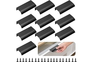 MUYAPAY Poignée d'armoire Invisible,10 Pièces Invisible Poignee de Meuble Avec Des Vis, Poignée Profil en Alliage d'aluminium,Poignées de Porte Dissimulées pour Armoires et Tiroirs (64mm/ Long 80mm)