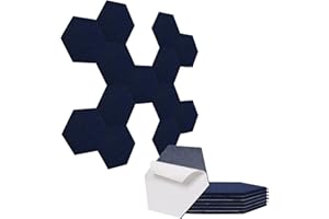 SUZAO Pannelli Fonoassorbenti Adesivi 12 Pezzi, Esagono Pannelli Insonorizzanti per Pareti Alta Densit 230kg/m³, 30x26x1cm Pannello Fonoassorbente per Home Theatre, Studi di Registrazione, Sale Conferenze