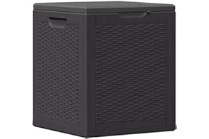 vidaXL Black Storage Box - 90L PP Rattan Garden Storage - Easy-To-Move Outdoor Storage Chest - Weather & UV Resistant Terrace Organizer