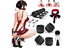 UKINGLE Juguetes Sexuales SM Ajuste Esposas Eróticos para Pareja juguetes Eróticos para Adultos juguetes Eróticos para Pareja Sexuales Hombre mujer set（Negro Tibetano）