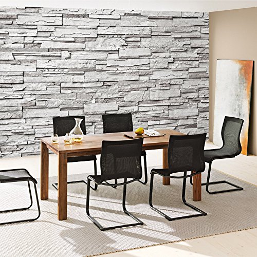 Vlies Fototapete 400×280 cm PREMIUM PLUS Wand Foto Tapete Wand Bild Vliestapete – NOBLE GREY STONE WALL – Asian STONE WALL Steinwand Steintapete Wand Wandverblender Asia Steine – no. 019 - 7
