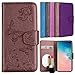 Produktbild KingSang Samsung Galaxy S10 Plus Hülle Leder, Schutzhülle Brieftasche Wallet Case Magnet Flip Cover Spiegel Design Lederhülle mit Ständer und Kartensteckplätzen -Braun