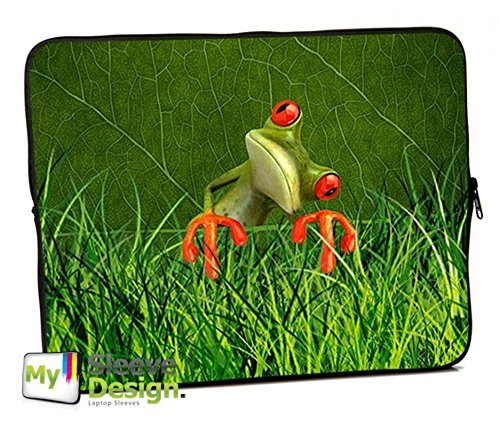 MySleeveDesign Laptoptasche Notebooktasche Sleeve für 10,2 Zoll / 11,6 - 12,1 Zoll / 13,3 Zoll / 14 Zoll / 15,6 Zoll / 17,3 Zoll - Neopren Schutzhülle mit VERSCH. DESIGNS - Orange Frog [13]