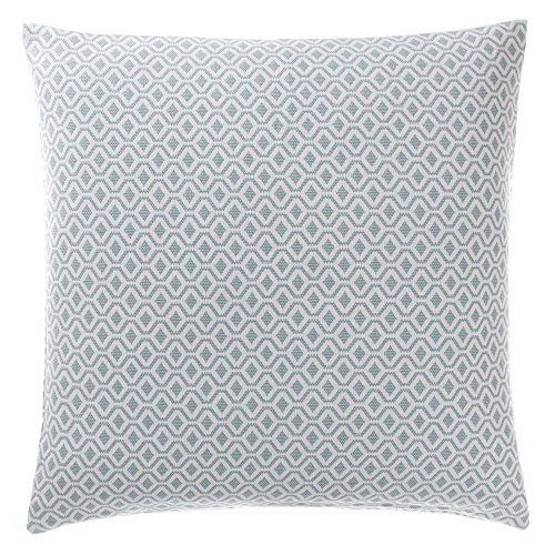 URBANARA Kissen "Viana" - 100% Baumwolle, Graugrün/Weiß mit geometrischem Diamantmuster – 80 x 80 cm, 1 Kissenbezug + 1 Inlett