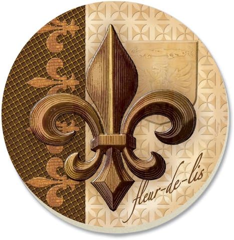 Conimar 4 Inch Absorbent Stone Ware Bronze Fleur De Lis, Set of 4 Coasters by Conimar