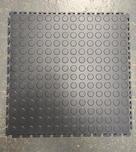 Premium Hard Wearing PVC Garage Floor Kit (NOT Foam Type) (Single Garage Kit (Raised Disc Finish, Light Grey)