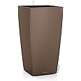 Lechuza CUBICO Color 40 Self Watering Planter Large Garden Plastic Indoor and Outdoor Flower Plant Pot with Drainage Hole H75 L40 W40 cm Nutmeg
