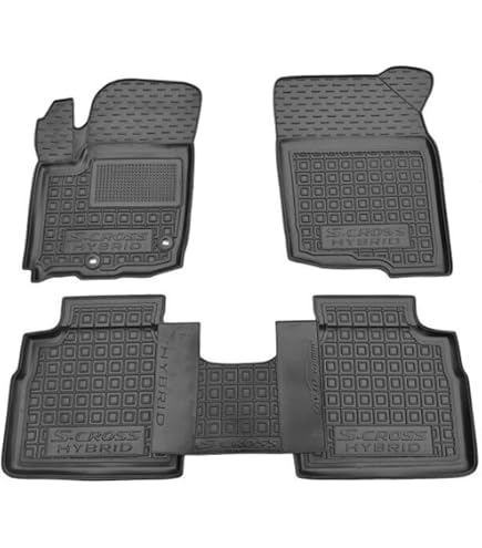 MOTOS Set di tappetini in gomma e tappetini per il bagagliaio per Suzuki SX4 S-Cross II 2013-2021 Migliorate il vostro comfort di viaggio con il tappetino antiscivolo per auto - tappetino per