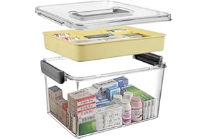Dawumin Contenitore per medicinali, scatola medica a 2 piani, portatile, colore bianco, per medicine, multifunzionale, per medicinali, in plastica, medicine