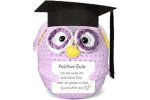 Aruigu Glücksbringergestrickte Eule - Pocket Hug Positive Kartoffelersatz, Mutmacher, Gute Besserung, Prüfungsgeschenk (Lila)