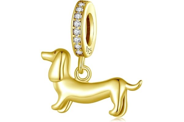 Tax charm för Pandora armband, 925 sterling silver hund hänge guldpläterad, gåva för kvinnor och flickor