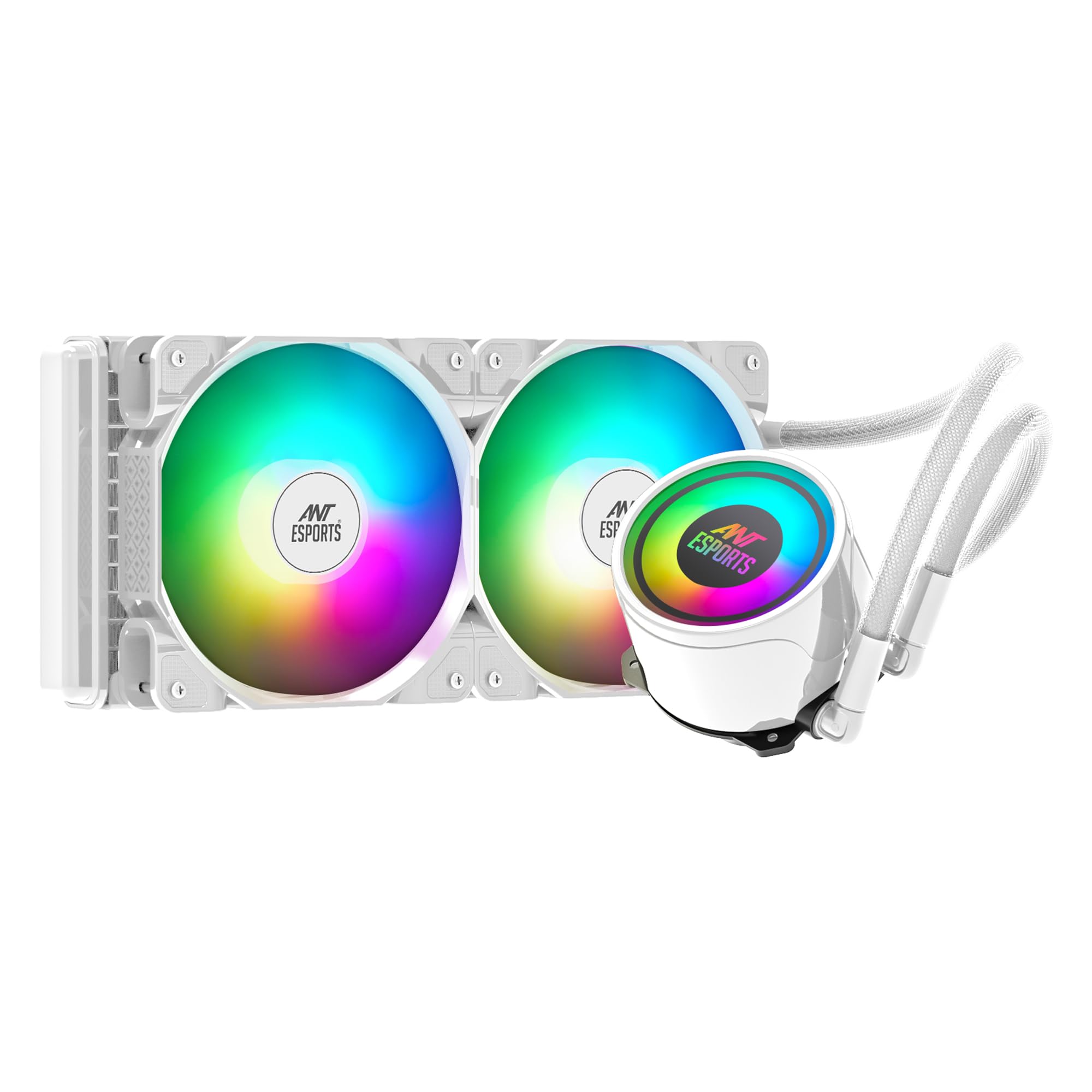 Ant Esports ICE-240 240mm Addressable RGB 2600 RPM AIO I CPU Liquid Cooler - White I Support Intel - LGA115X/1200/1700/1366/2011/2066 & AMD - FM1/FM2/AM2//AM2+/AM3/AM3+/AM4/AM5