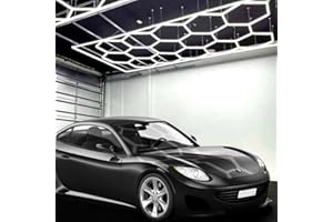 Neatfi Hexagon LED Lights with Hanging Kit, 60,720 Lumens, 552W, IP54 Rated, Hex Lights for Garage, Workshop, Barbershop, Beauty Salon, Showrooms, Basements, Gaming & Gym Lighting (Cool White, 15 Hex)