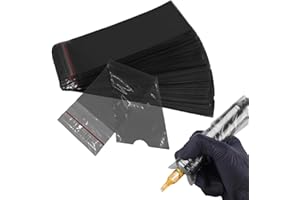 TEUENA 200PCS Disposable Tattoo Pen Bags Large Tattoo Pen Sleeves 18 x 6,5 cm Plastic Tattoo Machine Covers for Cartridge Machine Accessories Supplies for Artists (Black)