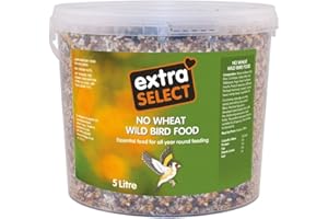 Extra Select No Wheat Wild Bird Food: Wheat Free Bird Seed for All Seasons, mixed Bird Feed - 5L Tub