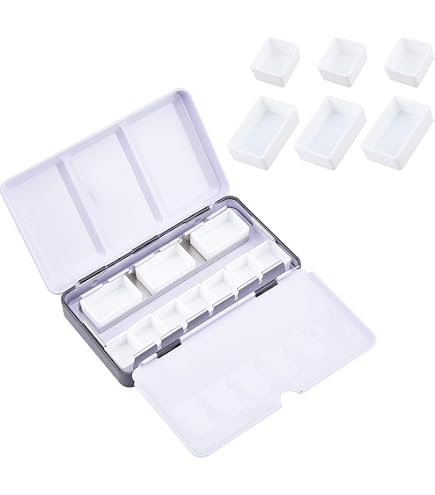 Boîte à Aquarelle Vide Honsell Jaxon - Métal Robuste Pour 12 Demi-godets Ou 6 Pots Entiers - Palette Pliable Et Anneau Pouce Inclus