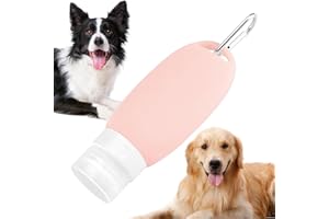 PEKMAR Botella de viaje de silicona, Tubo de alimentación para Perros, Tubo rellenable de Viaje a Prueba de Fugas de 90 ml para Comida para Perros