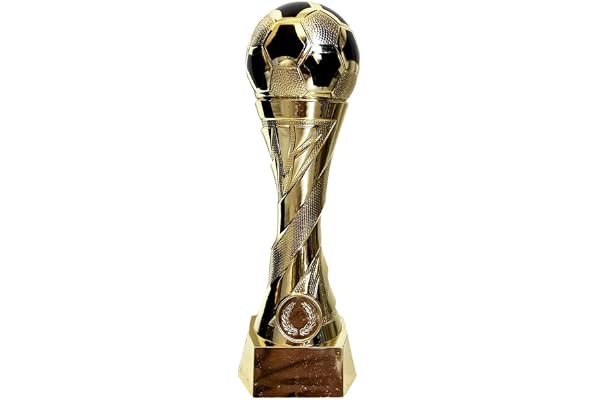 Larius Group Trophée de football avec gravure au choix - Extra large (245 mm, 460 g) - Trophée de chaussures dorées - Roi gardien de but