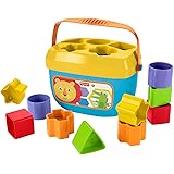 Fisher-Price FFC84 - Baby's First Building Blocks Baby Toy Shape Sorting Game with Play Cubes and Bucket for Storage, Baby To