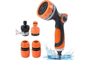 OGRMAR Garden Hose Pipe Spray Gun Set, 10 Adjustable Patterns Spray Nozzle with Thumb Control, High Pressure Anti-Leaking Hose Gun with Hose Connectors, Perfect for Car Washing, Plants Watering, Pet Bathing