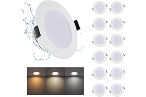 Grebeam 12 Pezzo Faretti LED da Incasso per Cartongesso, 12W, Round, Bianco Caldo 3000K/Bianco Neutro 4000K/Bianco Freddo 6000K Regolabili, Foro Ø120-130mm, Faretti LED Soffitto per Bagno Cucina