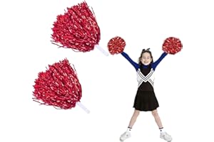 MagiSel 2 Piezas Pompones de Porristas, Pompones de Capitán con Asas, Flores de Animadoras, Pompones de Papel de Metal, Pompones Deportivos, para Eventos Deportivos, Bailes, Despedidas de Soltera