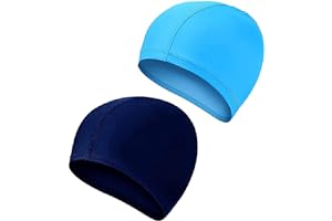 EXIIANTAG 2 Pcs Swimming Caps for Kids Girls Boys and Adult Teenager,Comfortable Light Swimming Caps,Super Stretch No Pull Hair Swim Hats for Long and Short Hair