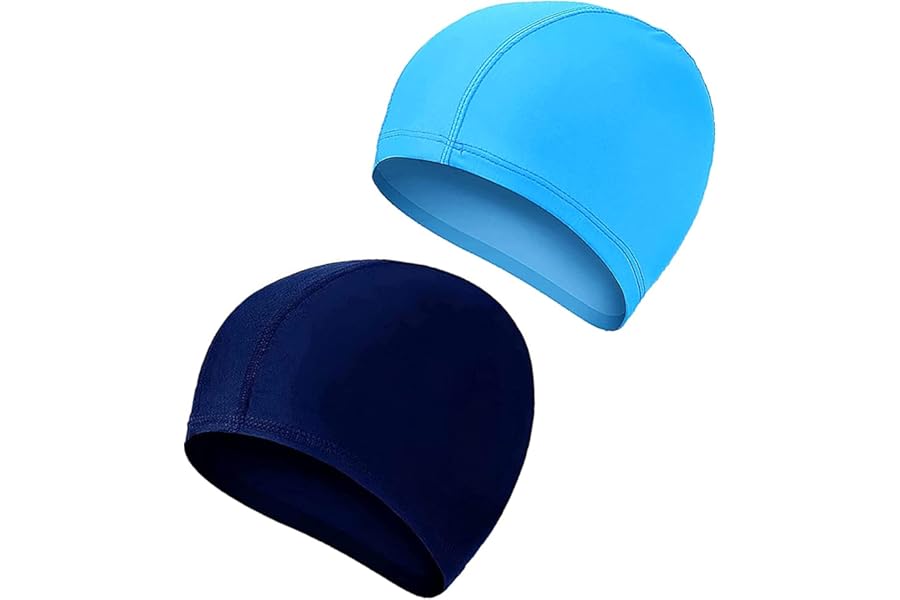 2 Pcs Swimming Caps for Kids Girls Boys and Adult Teenager,Comfortable Light Swimming Caps,Super Stretch No Pull Hair Swim Hats for Long and Short Hair