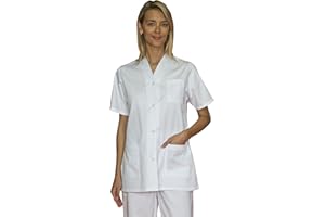 SNV Tunique médicale femme manche courte col V blouse médicale professionnelle fermeture par boutons pressions uniforme médicale femme