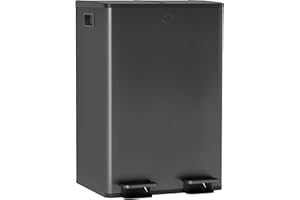 HOMCOM Dual Kitchen Bin, 2 x 28L Stainless Steel Double Rubbish Bin with Soft Close Lid, Removable Inner Buckets, Fingerprint-Proof for Recycling and Waste, Black