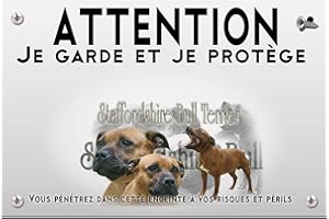 Pets-easy Panneau Attention au chien staffordshire-bull-terrier
