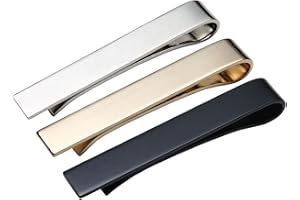 Zysta, Set di 3 fermacravatta da uomo, adatti a incontri di lavoro e matrimoni, argento, oro e nero