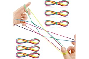 VZUHSW Set di 6 Giochi di Corda Hand-Finger Twist Filo con Arcobaleno, Gioco con Corde per Dita per Bambini, Lunghezza 70cm per Bambini, Forniture per Feste, Regali e Giochi scolastici