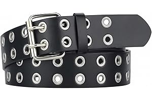 Svart Nitbä Dam 110 cm Studded Belt Dubbelhål Nitbä | med dubbla hål nitar punkrock-stil nitar med nitar passar till ol