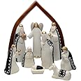 Comfy Hour Faith and Hope Collection Baby Jesus, Holy Family with Angel, Christmas Nativity Scene Figurine, Stable Set of 9 Pieces, Polyresin