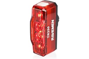 RAVEMEN TR250 250 Lumens Éclairage Arrière de vélo Jour et Nuit idéal pour Les trajets et Le Cyclisme en Ville, 6 Modes Rechargeable par USB-C Étanchéité IPX6 Visibilité à 280°