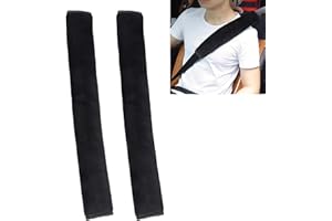 2PCS Juttzzei Voiture Protege Ceinture de Sécurité Coussin, 18,9"/48cm Protection Ceinture de Sécurité pour Enfants et Adultes Protéger Cou/Epaules, Coussin Ceinture Voiture Enfant en Peluche - Noir