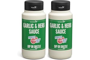 NOVAEASE 2 Pack Garlic and Herb Sauce, Great for Pizza, Kebabs, Burgers, Fries, Salad, Sandwiches, 1 Litre Bottles, Creamy Delicious Sauce