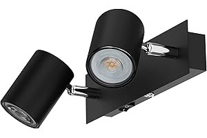 ledscom.de Spot mural WAIKA, à deux flammes, avec interrupteur, noir mat, incl. ampoules LED GU10 510lm blanc chaud chacune