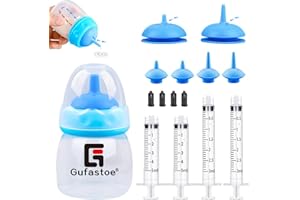 Gufastoe Lot de 15 biberons d'élevage pour animaux de compagnie, chatons et chiots avec mamelon d'alimentation et seringues pour toutes les races de chiots, chatons et autres animaux Bleu
