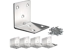 LANANUVO 20 Pezzi Staffe Angolari di 90 Gradi in Acciaio Inox Squadrette Angolari per Legno Supporti Angolo Retto 6 Fori Connettore Angolare Staffe con Viti per Installazione di Mobili