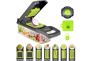 LEAFLAI Cortador de verdura Food Chopper Slicer, cortador de alimentos, patatas, frutas y queso, cuchillas multifunción, picadora + 7 accesorios para cortar verduras
