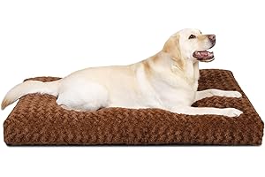 KSIIA Panier pour Chien XL, 105x70cm, Coussin Chien Grande Taille Lavable en Machine, Velours Rose avec Fond Antidérapant, Tapis Matelas Lit Chien Anti-Stress, Marron