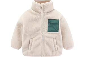 Guqmjde Teddy Fleecejacke Kinder Winterjacke Warm Sweatjacke Jungen Fleecefütterung Mantel Casual Wintermantel Thermal Jacken Classic Plüschjacke Stehkragen Übergangsjacke Reißverschluss Flauschjacke