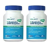 Velavit V-Probiotics with Enzymes, 30 Kaps&uuml;l, 2 Adet, 10 Milyar CFU, 14 Suş, Enzim ve İn&uuml;lin İ&ccedil;erikli, Vejetaryen Uyumlu