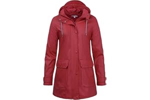 rhythm of the rain Damen Regenjacke wasserdicht halblanger Regenparka Regenmantel Einfarbig Innenfutter Friesennerz winddicht und atmungsaktiv Fahrrad Outdoorjacke