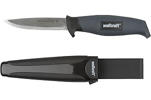 wolfcraft Nóż outdoorowy z pochwą I 4085000 I Nóż do hobby, rzemiosła i biwakowania
